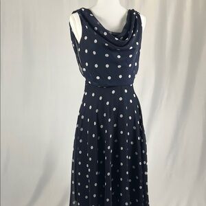 Women’s Elegant Navy Polka Dot Dress Barn Dress Size 4